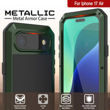 Load image into Gallery viewer, iPhone 17 Air Metal Case, Heavy Duty Military Grade Armor Cover [shock proof] Full Body Hard [Dark Green]
