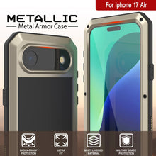 Load image into Gallery viewer, iPhone 17 Air Metal Case, Heavy Duty Military Grade Armor Cover [shock proof] Full Body Hard [Gold]
