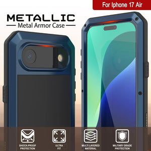 iPhone 17 Air Metal Case, Heavy Duty Military Grade Armor Cover [shock proof] Full Body Hard [Blue]