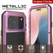 Load image into Gallery viewer, iPhone 17 Pro Max Metal Case, Heavy Duty Military Grade Armor Cover [shock proof] Full Body Hard [Pink]
