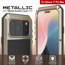Load image into Gallery viewer, iPhone 17 Pro Max Metal Case, Heavy Duty Military Grade Armor Cover [shock proof] Full Body Hard [Gold]
