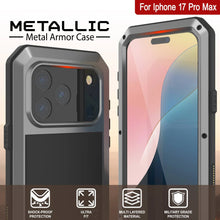 Load image into Gallery viewer, iPhone 17 Pro Max Metal Case, Heavy Duty Military Grade Armor Cover [shock proof] Full Body Hard [Silver]
