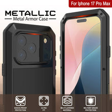 Load image into Gallery viewer, iPhone 17 Pro Max Metal Case, Heavy Duty Military Grade Armor Cover [shock proof] Full Body Hard [Black]
