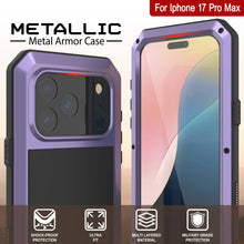 Load image into Gallery viewer, iPhone 17 Pro Max Metal Case, Heavy Duty Military Grade Armor Cover [shock proof] Full Body Hard [Purple]
