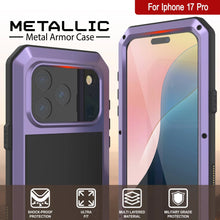 Load image into Gallery viewer, iPhone 17 Pro Metal Case, Heavy Duty Military Grade Armor Cover [shock proof] Full Body Hard [Purple]

