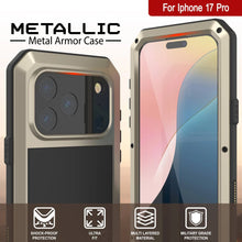 Load image into Gallery viewer, iPhone 17 Pro Metal Case, Heavy Duty Military Grade Armor Cover [shock proof] Full Body Hard [Gold]
