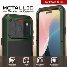 Load image into Gallery viewer, iPhone 17 Pro Metal Case, Heavy Duty Military Grade Armor Cover [shock proof] Full Body Hard [Dark Green]
