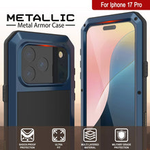 Load image into Gallery viewer, iPhone 17 Pro Metal Case, Heavy Duty Military Grade Armor Cover [shock proof] Full Body Hard [Blue]
