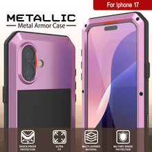 Load image into Gallery viewer, iPhone 17 Metal Case, Heavy Duty Military Grade Armor Cover [shock proof] Full Body Hard [Pink]
