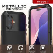 Load image into Gallery viewer, iPhone 17 Metal Case, Heavy Duty Military Grade Armor Cover [shock proof] Full Body Hard [Black]
