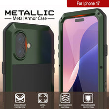 Load image into Gallery viewer, iPhone 17 Metal Case, Heavy Duty Military Grade Armor Cover [shock proof] Full Body Hard [Dark Green]
