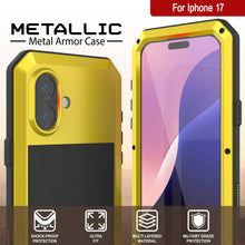 Load image into Gallery viewer, iPhone 17 Metal Case, Heavy Duty Military Grade Armor Cover [shock proof] Full Body Hard [Yellow]
