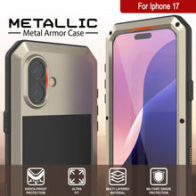 Load image into Gallery viewer, iPhone 17 Metal Case, Heavy Duty Military Grade Armor Cover [shock proof] Full Body Hard [Gold]
