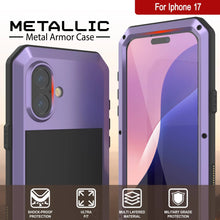 Load image into Gallery viewer, iPhone 17 Metal Case, Heavy Duty Military Grade Armor Cover [shock proof] Full Body Hard [Purple]
