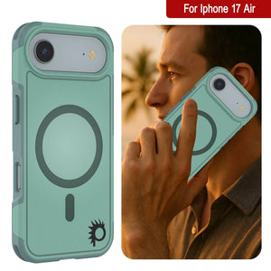 PunkCase iPhone 17 Air Case, [Spartan 2.0 Series] Clear Rugged Heavy Duty Cover W/Built in Screen Protector [teal]