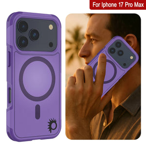 PunkCase iPhone 17 Pro Max Case, [Spartan 2.0 Series] Clear Rugged Heavy Duty Cover W/Built in Screen Protector [purple]
