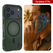 Load image into Gallery viewer, PunkCase iPhone 17 Pro Case, [Spartan 2.0 Series] Clear Rugged Heavy Duty Cover W/Built in Screen Protector [dark green]
