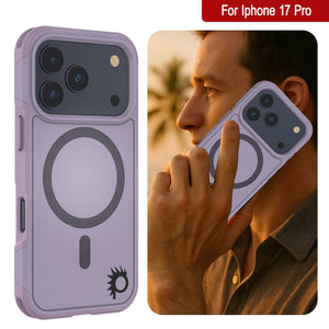 PunkCase iPhone 17 Pro Case, [Spartan 2.0 Series] Clear Rugged Heavy Duty Cover W/Built in Screen Protector [lilac]