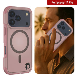 PunkCase iPhone 17 Pro Case, [Spartan 2.0 Series] Clear Rugged Heavy Duty Cover W/Built in Screen Protector [pink]