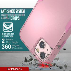 Punkcase for iPhone 15 Belt Clip Multilayer Holster Case [Patron Series] [Pink]