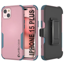 Load image into Gallery viewer, Punkcase for iPhone 15 Plus Belt Clip Multilayer Holster Case [Patron Series] [Pink-Blue]
