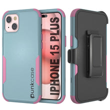 Load image into Gallery viewer, Punkcase for iPhone 15 Plus Belt Clip Multilayer Holster Case [Patron Series] [Mint-Pink]
