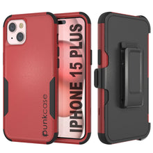 Load image into Gallery viewer, Punkcase for iPhone 15 Plus Belt Clip Multilayer Holster Case [Patron Series] [Red-Black]
