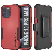 Load image into Gallery viewer, Punkcase for iPhone 15 Pro Max Belt Clip Multilayer Holster Case [Patron Series] [Red-Black]
