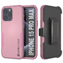Load image into Gallery viewer, Punkcase for iPhone 15 Pro Max Belt Clip Multilayer Holster Case [Patron Series] [Pink]
