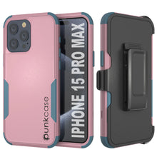 Load image into Gallery viewer, Punkcase for iPhone 15 Pro Max Belt Clip Multilayer Holster Case [Patron Series] [Pink-Blue]
