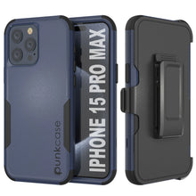 Load image into Gallery viewer, Punkcase for iPhone 15 Pro Max Belt Clip Multilayer Holster Case [Patron Series] [Navy Black]
