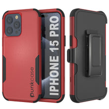 Load image into Gallery viewer, Punkcase for iPhone 15 Pro Belt Clip Multilayer Holster Case [Patron Series] [Red-Black]
