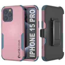 Load image into Gallery viewer, Punkcase for iPhone 15 Pro Belt Clip Multilayer Holster Case [Patron Series] [Pink-Blue]
