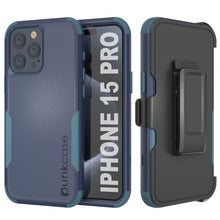 Load image into Gallery viewer, Punkcase for iPhone 15 Pro Belt Clip Multilayer Holster Case [Patron Series] [Navy Blue]
