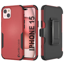 Load image into Gallery viewer, Punkcase for iPhone 15 Belt Clip Multilayer Holster Case [Patron Series] [Red-Black]
