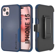 Load image into Gallery viewer, Punkcase for iPhone 15 Belt Clip Multilayer Holster Case [Patron Series] [Navy]
