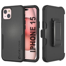 Load image into Gallery viewer, Punkcase for iPhone 15 Belt Clip Multilayer Holster Case [Patron Series] [Black]
