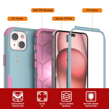 Load image into Gallery viewer, Punkcase for iPhone 15 Plus Belt Clip Multilayer Holster Case [Patron Series] [Mint-Pink]
