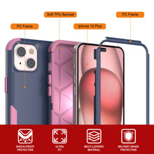 Load image into Gallery viewer, Punkcase for iPhone 15 Plus Belt Clip Multilayer Holster Case [Patron Series] [Navy Pink]
