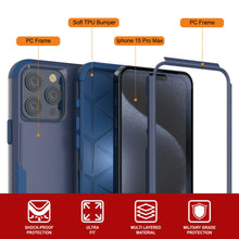 Load image into Gallery viewer, Punkcase for iPhone 15 Pro Max Belt Clip Multilayer Holster Case [Patron Series] [Navy]

