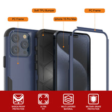 Load image into Gallery viewer, Punkcase for iPhone 15 Pro Max Belt Clip Multilayer Holster Case [Patron Series] [Navy Black]
