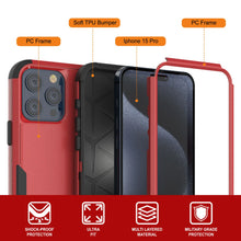Load image into Gallery viewer, Punkcase for iPhone 15 Pro Belt Clip Multilayer Holster Case [Patron Series] [Red-Black]
