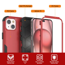 Load image into Gallery viewer, Punkcase for iPhone 15 Belt Clip Multilayer Holster Case [Patron Series] [Red-Black]
