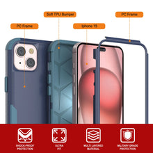 Load image into Gallery viewer, Punkcase for iPhone 15 Belt Clip Multilayer Holster Case [Patron Series] [Navy Blue]
