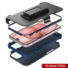 Load image into Gallery viewer, Punkcase for iPhone 15 Plus Belt Clip Multilayer Holster Case [Patron Series] [Navy]
