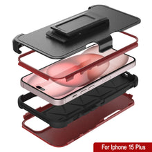Load image into Gallery viewer, Punkcase for iPhone 15 Plus Belt Clip Multilayer Holster Case [Patron Series] [Red-Black]
