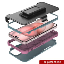 Load image into Gallery viewer, Punkcase for iPhone 15 Plus Belt Clip Multilayer Holster Case [Patron Series] [Mint-Pink]
