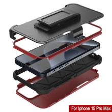 Load image into Gallery viewer, Punkcase for iPhone 15 Pro Max Belt Clip Multilayer Holster Case [Patron Series] [Red-Black]
