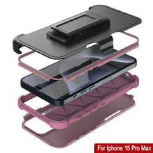 Load image into Gallery viewer, Punkcase for iPhone 15 Pro Max Belt Clip Multilayer Holster Case [Patron Series] [Pink]
