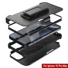 Load image into Gallery viewer, Punkcase for iPhone 15 Pro Max Belt Clip Multilayer Holster Case [Patron Series] [Black]
